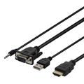 Deltaco VGA-HDMI-sovitinkaapeli äänellä - 2m
