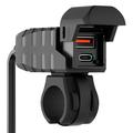WUPP CS-2100A1 USB-A & C-tyypin kaksiporttinen nopea moottoripyörän laturi LED-voltinmittarilla varustettuna